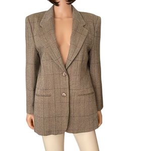 Talbots wool plaid classic blazer